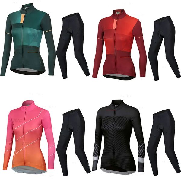 Ensembles de maillots de cyclisme Mode Femmes Été À Manches Longues Bavoir Ensemble Respirant Anti UV En Plein Air VTT Vêtements De Vélo Ciclismo Mujer Vélo De Route 231202