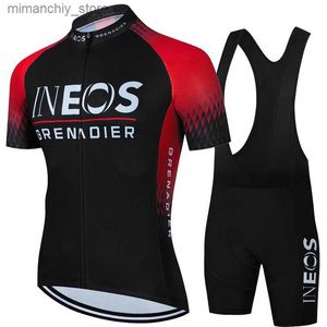 Ensembles de maillots de cyclisme pour Bicyc Cyc Jersey printemps été pantalons de cyclisme pour hommes avec bavoir en Gel INEOS costume uniforme de vélo de route vtt Ma ensemble vêtements de sport homme Q231107