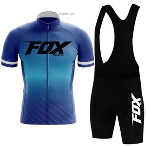 Cycling Jersey Sets Fox Teleyi Team Cycling Jersey Set Man Summer MTB Race Cycling Clothing korte mouw Ropa Ciclismo Outdoor Riding Bike Uniform