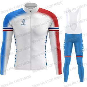 Conjuntos de jersey de ciclismo Equipo nacional de Francia 2023 Conjunto de manga larga Retro Ropa francesa Carrera de carretera Chaqueta de bicicleta Traje MTB Maillot 230825