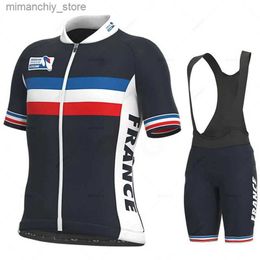 Wielrenshirtsets Frankrijk Team Zomer Wielrenshirtsets 2023 Bicyc Short Seve Fietskleding Korte broek MTB Mallot Ciclismo Hombre Body Suit Q231107