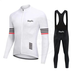 Wielertruisets Hoge kwaliteit wielershirt Lente Herfst Fietsset Raphaful Wit Maillot Ciclismo Jersey Heren Lange mouw Fietskleding 231116