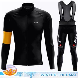 Wielertruisets HUUB Broek Herenkleding 2024 Heren Mtb Winter Thermische Fleece Set Sportkleding Compleet Uniform Fiets Bib Blouse 231009