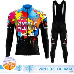 Ensembles de maillots de cyclisme HUUB Team Hiver Polaire Thermique Vêtements de Cyclisme Hommes Maillot Costume Extérieur Chaud Équitation Vélo Vêtements VTT Long Bib Pants Set 230224