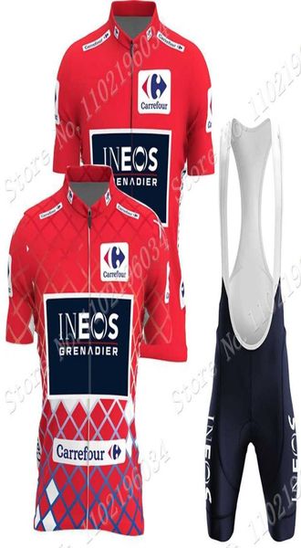 Jersey cycliste sets Ineos Grenadier Team Cycling Jersey Set Espagne Tourvuelta Red Vêtements Road Bike Shirts Suit Bicycle Tops ROPA1497876