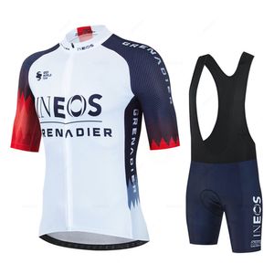 Cycling Jersey sets ineos mannen korte mouw set zomer bicicleta kleding mtb maillot ropa ciclismo sportkleding blauw fietspak 230522