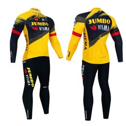 Wielertruisets JUMBO VISMA Fiets Heren Heren Lange mouw Heren Fietskleding Schaatspakkleding 2024 Mtb-set Outfit Ademend 231102