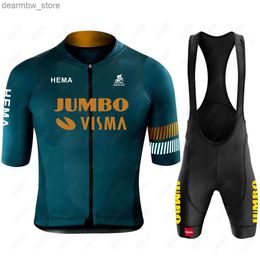 Jersey de cyclisme ensemble Jumbo Visma Cycling Sets Men Summer Cycling Jersey Set Breathab Mountain Bike Uniform Road Bicyc Jerseys Mtb Bicyc Wear L48