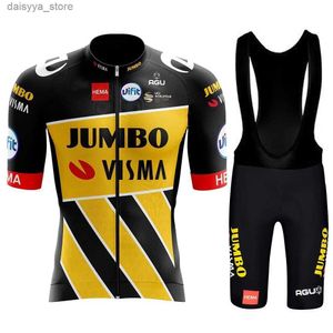 Ensembles de maillots cyclistes Jumbo Visma Man Cycling Maillot Cyclisme Pro Cycling Jersey 2024 Bicycle Clothing Sports Sports for Men Bib Shorts Bikesl231223