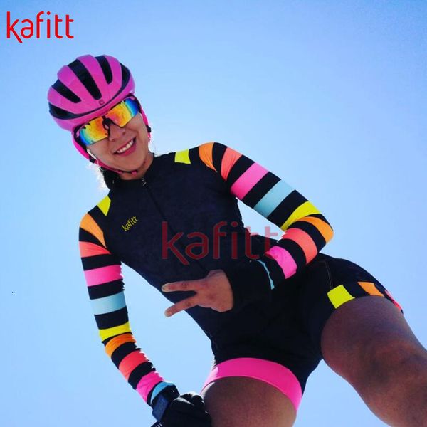 Ensembles de maillots de cyclisme Kafitt Ladies Maillot de cyclisme à manches longues Sportswear Macaquinho GO Sexy Maillot de cyclisme serré Combinaison Combinaison de cyclisme Ensemble 230317