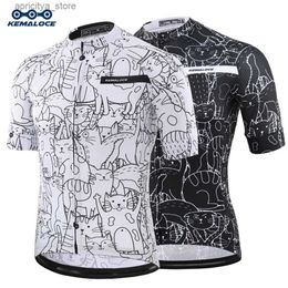 Jersey de ciclismo Jets Kaloce Breathab Unisex Cartoon White Cat Cycling Jersey Spring Spring Anti-Pilling Eco-Friendly Bike Cloting Top Road Bicyc L48