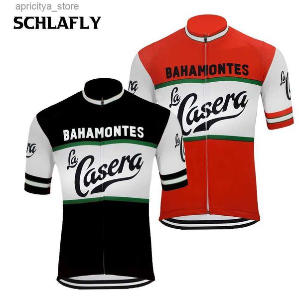 Jersey de ciclismo Sets La Casera Bahamontes Black/Red Cycling Jersey Men New Team Summer Short Short Bicyc Red Cycling Clothing Maillot Ciclismo L48