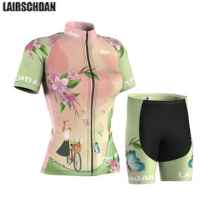 Cycling Jersey Sets Lairschdan Pro Team Cycling Jersey Women Bicycle Short Set 2021 Summer Girls MTB Suit Cycling Clothing Tenue Velo Cycliste Femme J230422