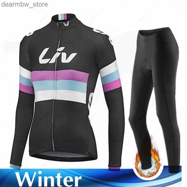 Jersey de ciclismo Jersey Liv Women Cycling Clothing Lady Bike Jersey Juego de invierno Long seve Traje de montar con estilo Simplicidad Termal Fece Jacke L48