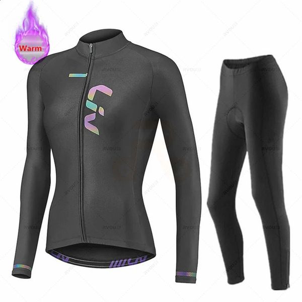 Liv femmes équipe hiver cyclisme vêtements thermique polaire vélo Jersey ensemble vtt vêtements vélo de route Uniforme Ropa Ciclismo Invierno 231116