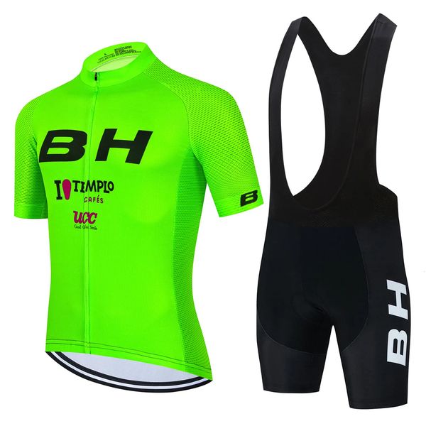 Conjuntos de jersey de ciclismo Hombres Verde fluorescente BH Ciclismo Jersey Ropa Bib Shorts Set Gel Pad Mountain Ciclismo Ropa Trajes Ropa de bicicleta al aire libre 231109