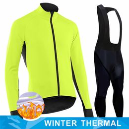 Cycling Jersey Sets Men Men Winter Cycling Clothing Lange Mouw Thermal Fleece Bicycle Jersey Set MTB Warm Bike Jersey Set Ropa Ciclismo HOMBRE 230313