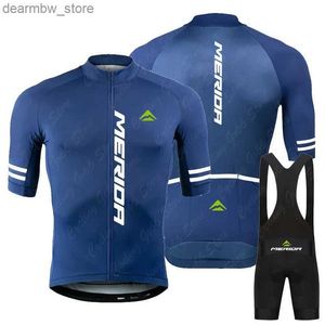 Cycling Jersey Sets Merida 2024 Zomerscytrjersey Set MTB BICYC Cycling Clothing Mountain Bike Wear Cleren Maillot Ropa Ciclismo Triathlon L48