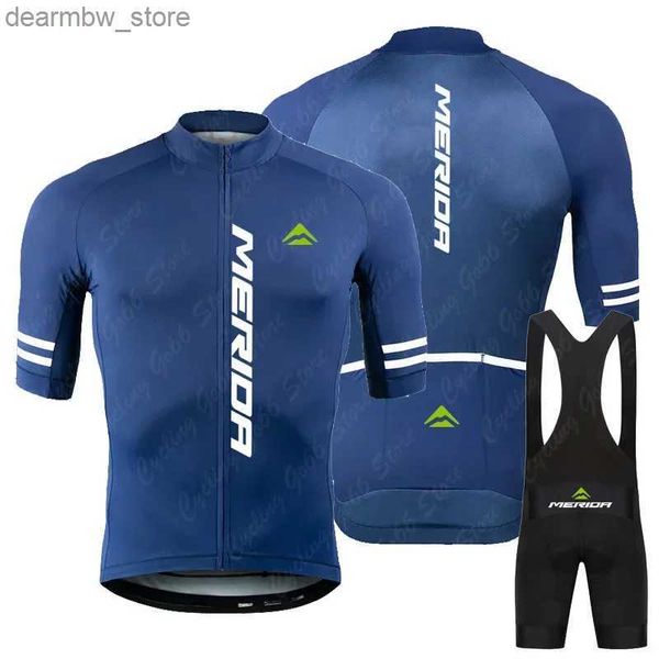 Jersey de ciclismo Sets Mérida 2024 Summer Cycling Jersey Set Mtb Bicyc Cycling Clothing Mountain Bike Wear Ropa Maillot Ropa Ciclismo Triatlón L48