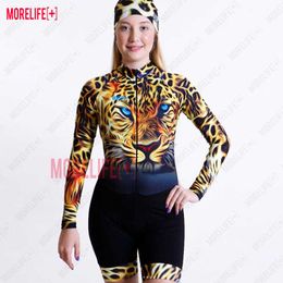 Ensembles de maillots de cyclisme MLC tempérament imprimé léopard chemise à manches longues costume de sport pour femmes en plein air vélo route combinaison de cyclisme personnalisée Z230130