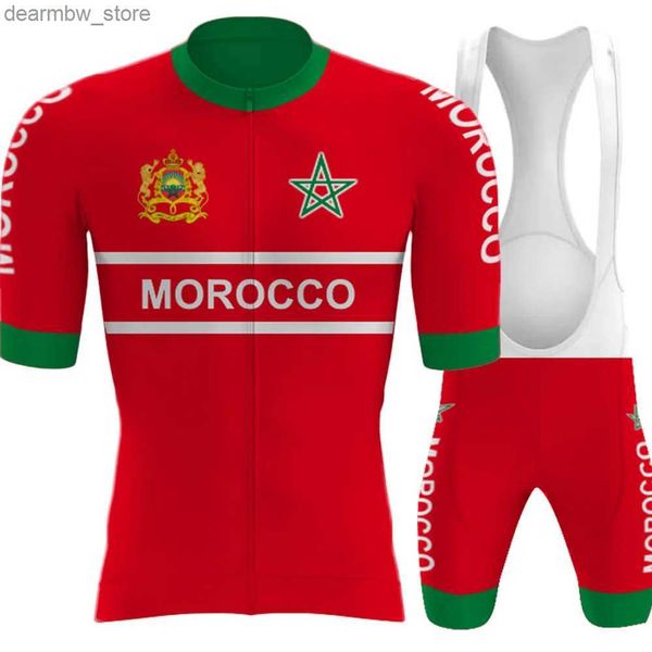 Jersey de cyclisme ensemble Maroc National Cycling Jersey 2023 Set Short Seve Cyling Clothing Road Bike Shirts Suit Bicyc Bib Short Mtb Wear Ropa L48