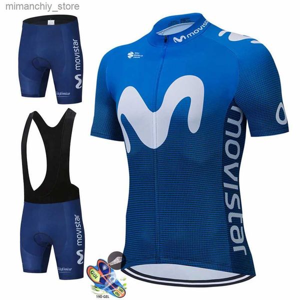 Movistar 2021 hommes court Seve Maillot de cyclisme ensemble été vêtements de cyclisme vtt Maillot Ropa Ciclismo vêtements de sport bleu Bicyc costume Q231107