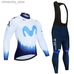 Movistar automne Long Seve nouvelle course vtt printemps Long maillot de cyclisme ensemble vélo cyclisme Bicyc vêtements uniforme Ropa Ciclismo Q231107