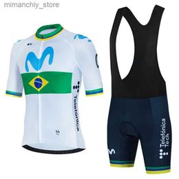 Wielershirtsets Movistar Wielertruiset Zomerkleding MTB Bike Brazilië Uniform Maillot Ropa Ciclismo Heren Bicyc Sportwear Suit Hombre Q231107