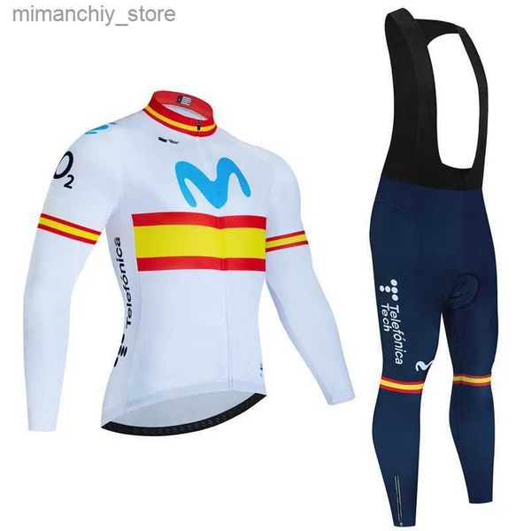 Movistar espagne printemps Sport cyclisme maillot automne vtt Bicyc vêtements été longue Seve Triathlon VTT bavoir pantalon ensemble Q231107