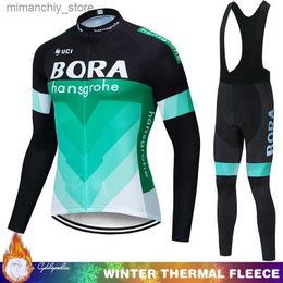 Fietsshirt Sets Mtb Ma Fietskleding UCI BORA Heren Bib Winter Thermisch Fece Jersey Set Tricuta Man 2024 Mountainbike Sportkleding Q231107