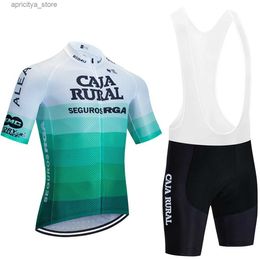Jersey cycliste définit un nouveau maillot cycliste 2024 Caja Rural Team Bike Maillot Jersey Shorts Men 20d Road Ropa Ciclismo Italia Bicycl Tshirt Vêtements L48