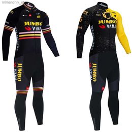 Conjuntos de jersey de ciclismo New Golden Jumbo Cycling Jersey Team 2024 UAE Pro Bike Maillot Pantalones Traje Hombres Mujeres Invierno Fece Bicyc Ropa Q231107