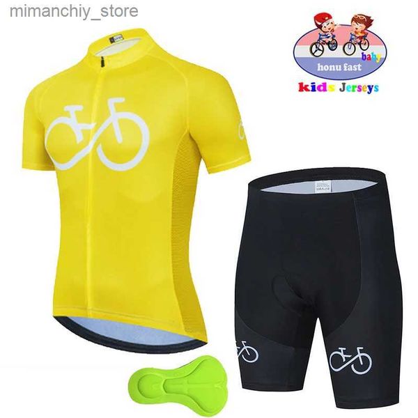 Conjuntos de jersey de ciclismo New High Boy Bike Kids Short Seve Ciclismo Jersey Set Niños Breathab Bike Ropa Chica Verano Secado rápido Bicyc Wear Q231107