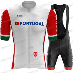 Wielertrui Sets Portugal Set Heren Korte Mouw Naiontal Team Kleding Fiets Shirts Pak Fiets Bib Shorts MTB Ropa Maillot 230712