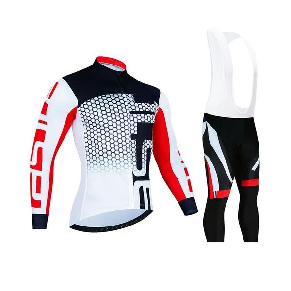 Conjuntos de jersey de ciclismo Pro Winter Thermal Fleece Conjunto de manga larga Ropa de bicicleta MTB Bike Wear Maillot Ropa Ciclismo Drop Delivery Sport Dhltb