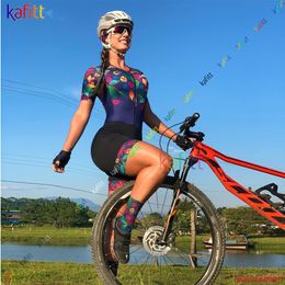 Conjuntos de camisetas de ciclismo Mono de ciclismo profesional para mujer Conjunto Kafitt Mangas cortas Macaquinho 230503