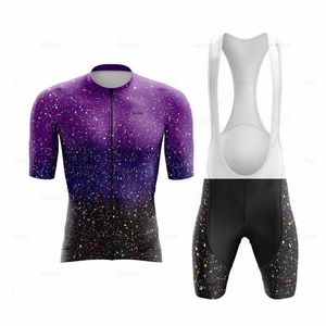 Cycling Jersey Sets Purple SA Lexo Pro Bicycle Team Korte mouw Maillot Ciclismo Men's Bicycle Jersey Zomer Ademende fietsset 230525