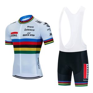 Ensembles de maillots de cyclisme Quick Step Cycling Team Bib Set VTT Jersey Vêtements de vélo de montagne Chemise d'été Hommes Maillot court Vélo Uniforme Top Outfit 230626