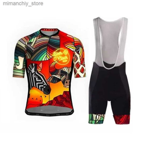 Conjuntos de jersey de ciclismo Equipo de carrera Bicyc Jersey Set Ciclismo Camisas Kit Verano Mono Bicicleta de carretera Trisuit Bib Shorts Maillot Body Suit Ropa Ciclismo Q231107