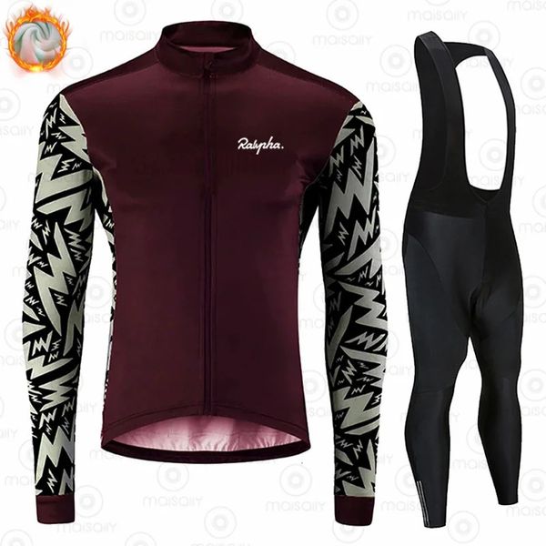 Ensembles de maillots de cyclisme Ralvpha Winter Thermal Fleece Set Hommes Mountian Vêtements de vélo Porter Ropa Ciclismo Bike Racing Raphaful 231127