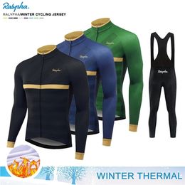 Maillot de cyclisme Ensembles Raphaful Hiver Polaire Thermique À Manches Longues Maillot De Cyclisme Ensemble Bib Pantalon Ropa Ciclismo Vélo Vêtements VTT Vélo Hommes Vêtements Costume 221017