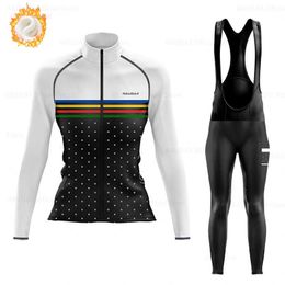 Ensembles de maillots de cyclisme Raudax Automne et Hiver Polaire Thermique Combinaison à Manches Longues pour Femmes Vêtements de Cyclisme VTT Chaud Vélo de Route Veste de Sport J230422