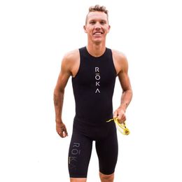 Wielertrui Sets Roka Triathlon Heren Mouwloos Zwemmen En Hardlopen Sportkleding Bodysuit Outdoor Panty Huid Pak 230801