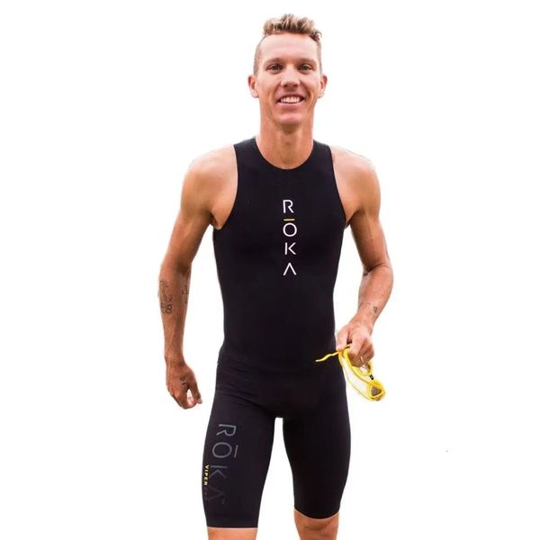 Ensembles de maillots de cyclisme Roka Triathlon hommes sans manches natation et course vêtements de sport body collants d'extérieur costume de peau 231120