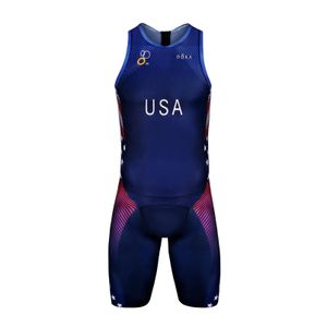 Wielertrui Sets Roka Usa Team Triathlon Racepak Schaatspak Mans Mouwloze Zwemkleding Fietsen Ropa Ciclismo Fietskleding Drop Delive Ot4Um