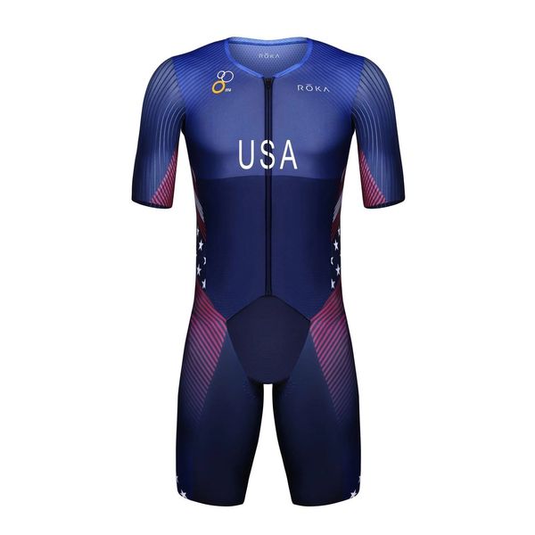 Ensembles de maillots de cyclisme Roka USA Team Triathlon Race Suit Skinsuit Mans Maillots de bain sans manches Vélo Ropa Ciclismo Vêtements de vélo Combinaison 230614