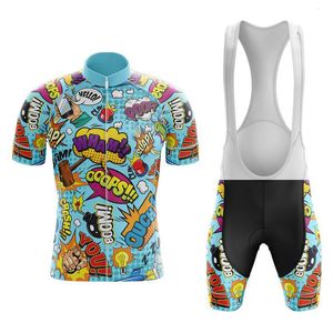 Wielertrui Sets ropa ciclismo hombre verano heren korte mouw fiets uniform cartoons wielertrui set grappige vrouw fiets kleding mtb pak 230612