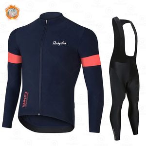 Conjuntos de jersey de ciclismo Ropa Ciclismo Cálido Raphaful Invierno Polar térmico Ropa de ciclismo Hombres Jersey Traje Al aire libre Montar en bicicleta Bib Pantalones Set 231204