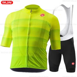 Wielertrui Sets Rx Fluorescerend Groen Set Korte Mouw Ademend Mtb Kleding Maillot Ropa Ciclismo Uniform Pak 230706