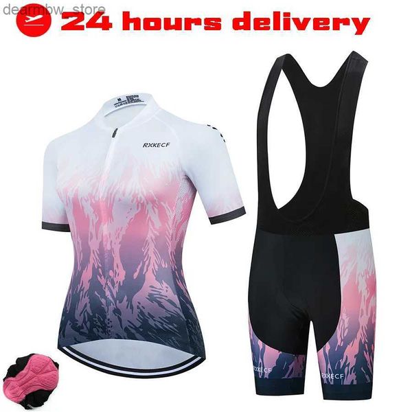 Jersey de cyclisme SETS RXKECF PRO 2022 FEMME COURT SEVE CYCLING JERSEY SET SPORTS TIGNE Vêtements de vélos Kit Mtb Maillot Cyclist Bicy